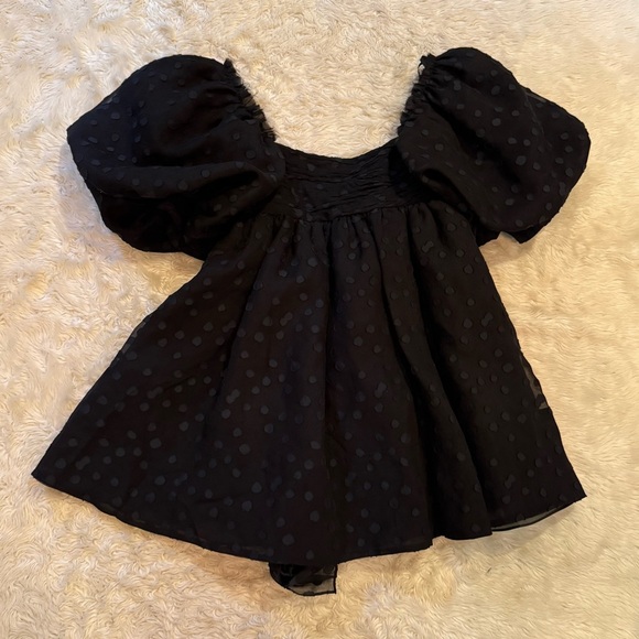 Aje Black La Piscine Puff Sleeve Bow Back Mini Dress - Size 2 - Picture 2 of 6